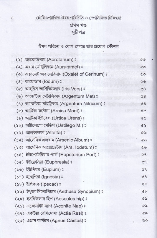 হোমিওপ্যাথিক ঔষধ পরিচিতি ও স্পেসিফিক চিকিৎসা