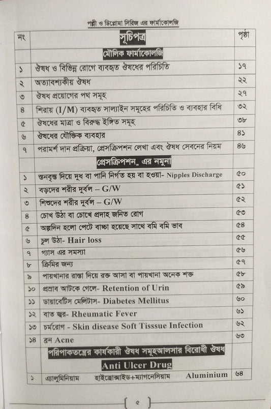পল্লী ও ডিপ্লোমা ফার্মাকোলজি