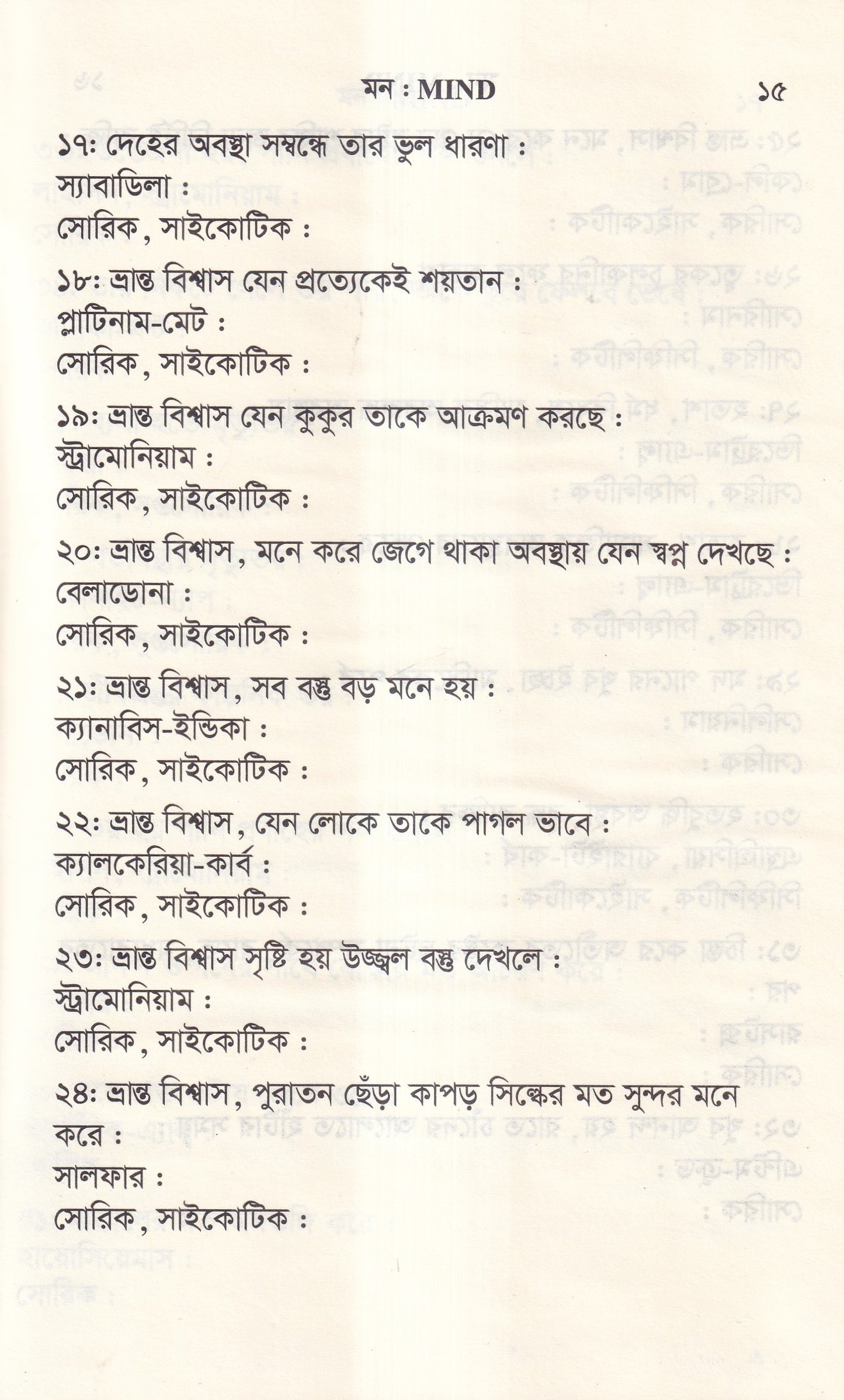 ঔষধের প্রথম শ্রেণির লক্ষণ ও মায়াজম