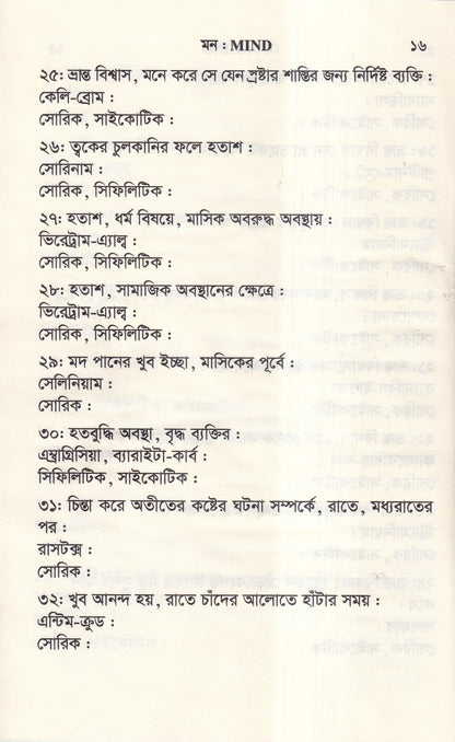 ঔষধের প্রথম শ্রেণির লক্ষণ ও মায়াজম