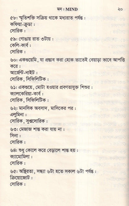 ঔষধের প্রথম শ্রেণির লক্ষণ ও মায়াজম