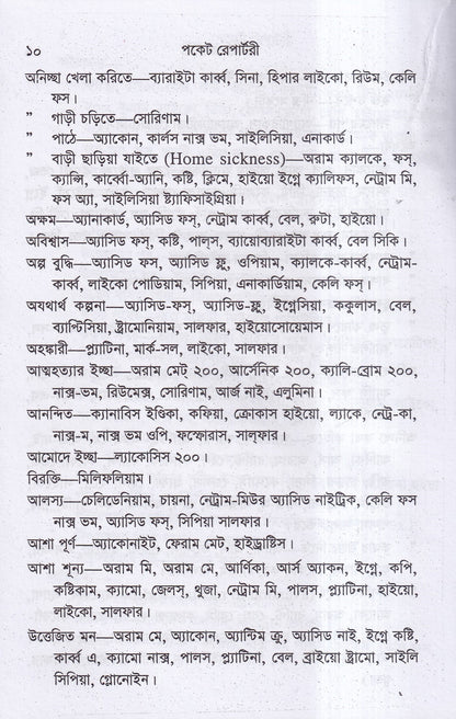 পকেট রেপার্টরী (হোমিওপ্যাথি মতে)