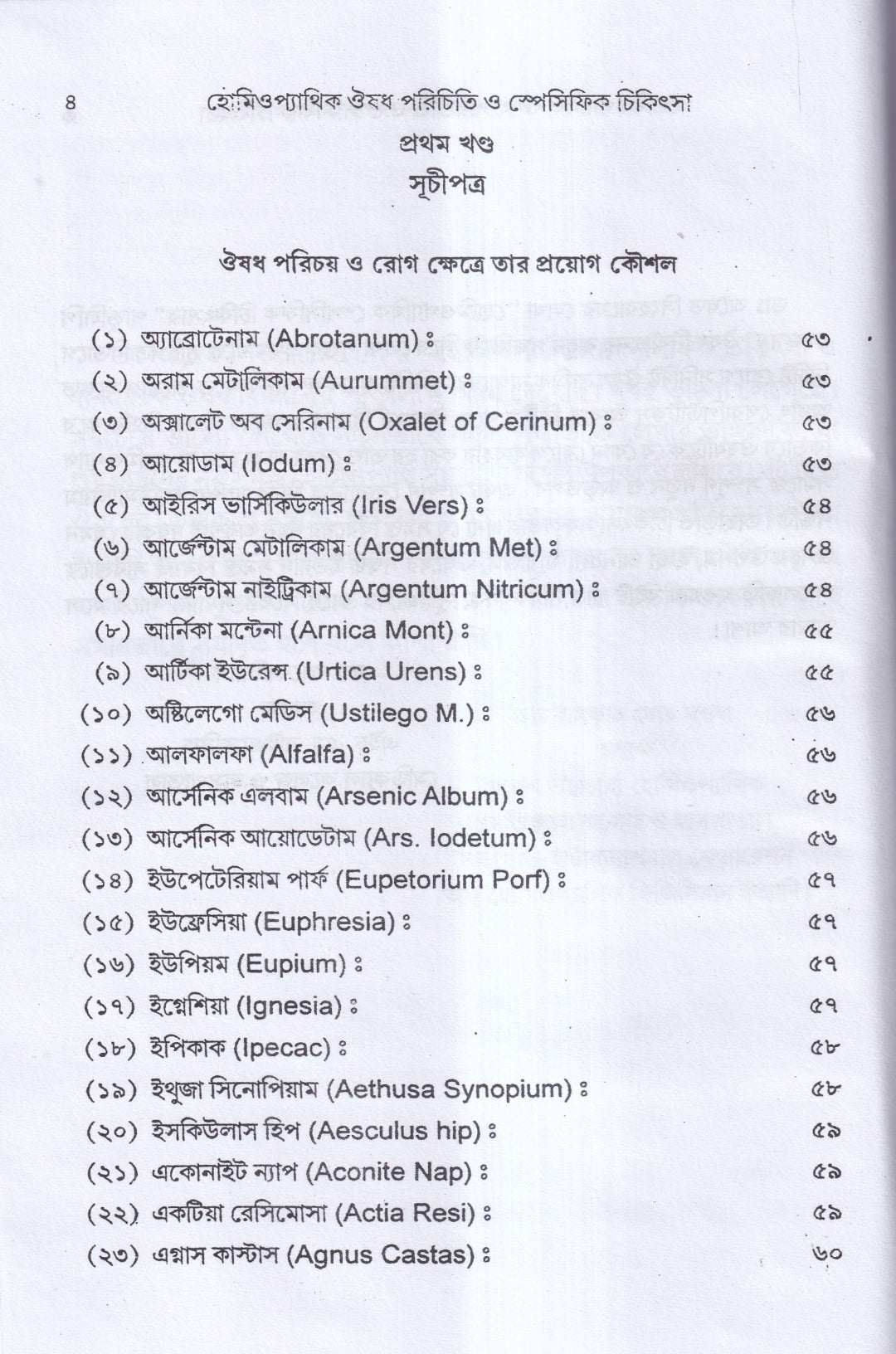 হোমিওপ্যাথিক ঔষধ পরিচিতি ও স্পেসিফিক চিকিৎসা