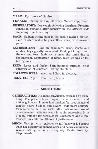 Materia Medica of Homoeopathic Medicines