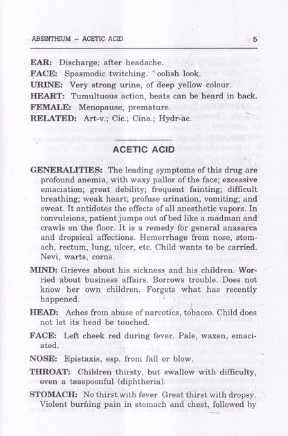 Materia Medica of Homoeopathic Medicines