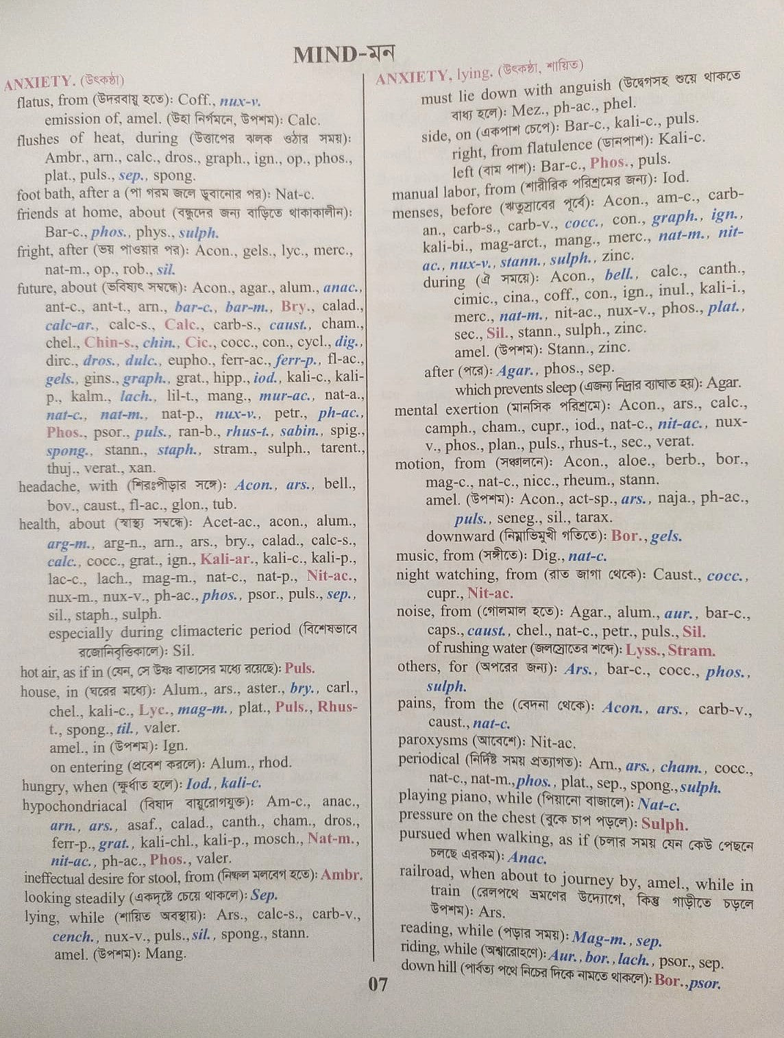 হোমিওপ্যাথিক রেপার্টরী ( বাংলা ও ইংরেজী একত্রে )