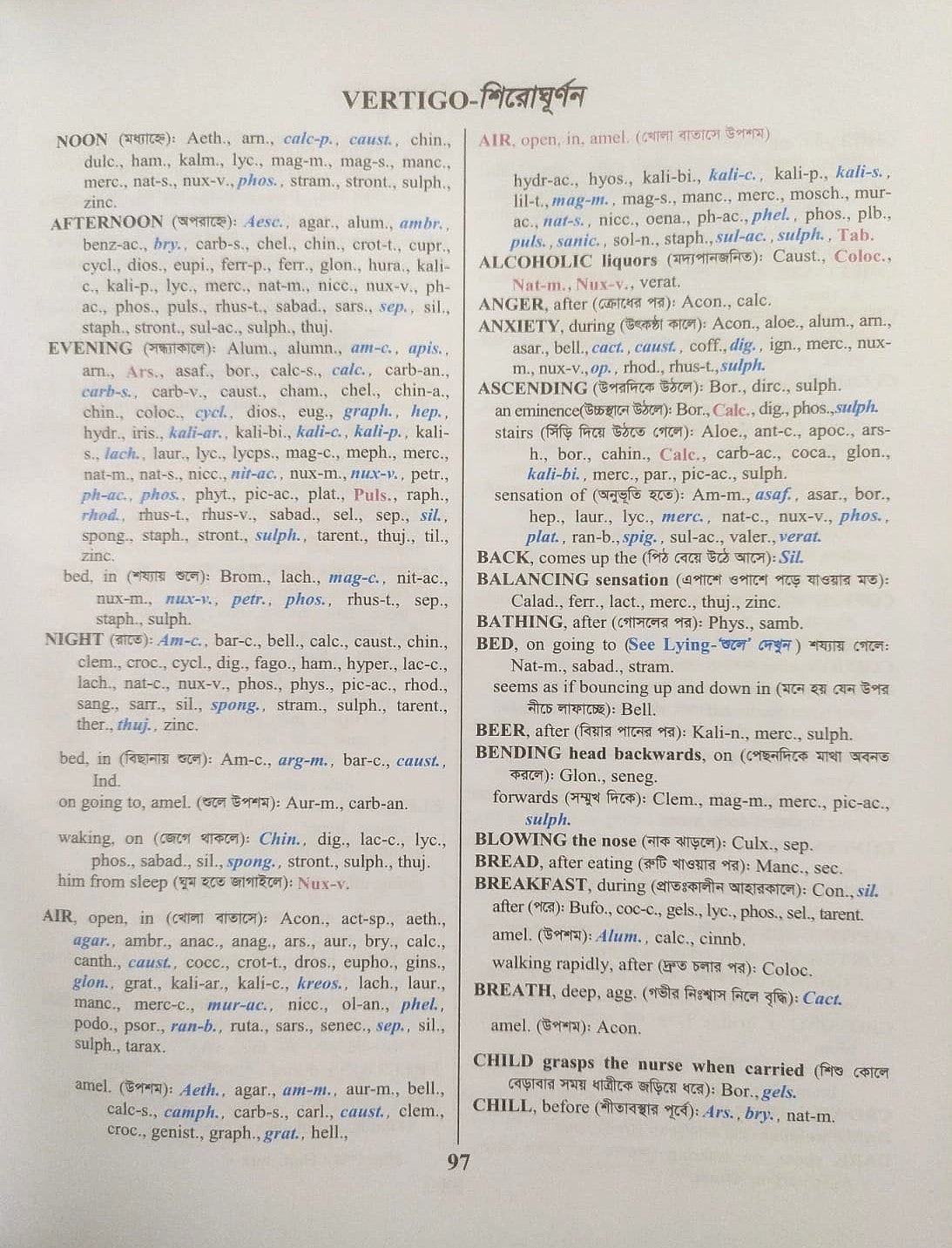 হোমিওপ্যাথিক রেপার্টরী ( বাংলা ও ইংরেজী একত্রে )