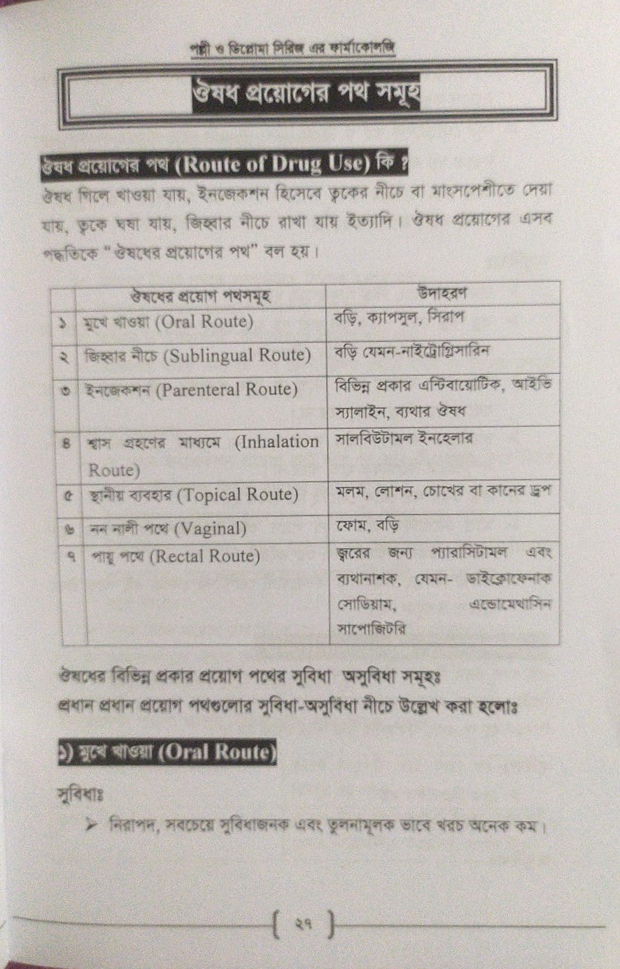 পল্লী ও ডিপ্লোমা ফার্মাকোলজি