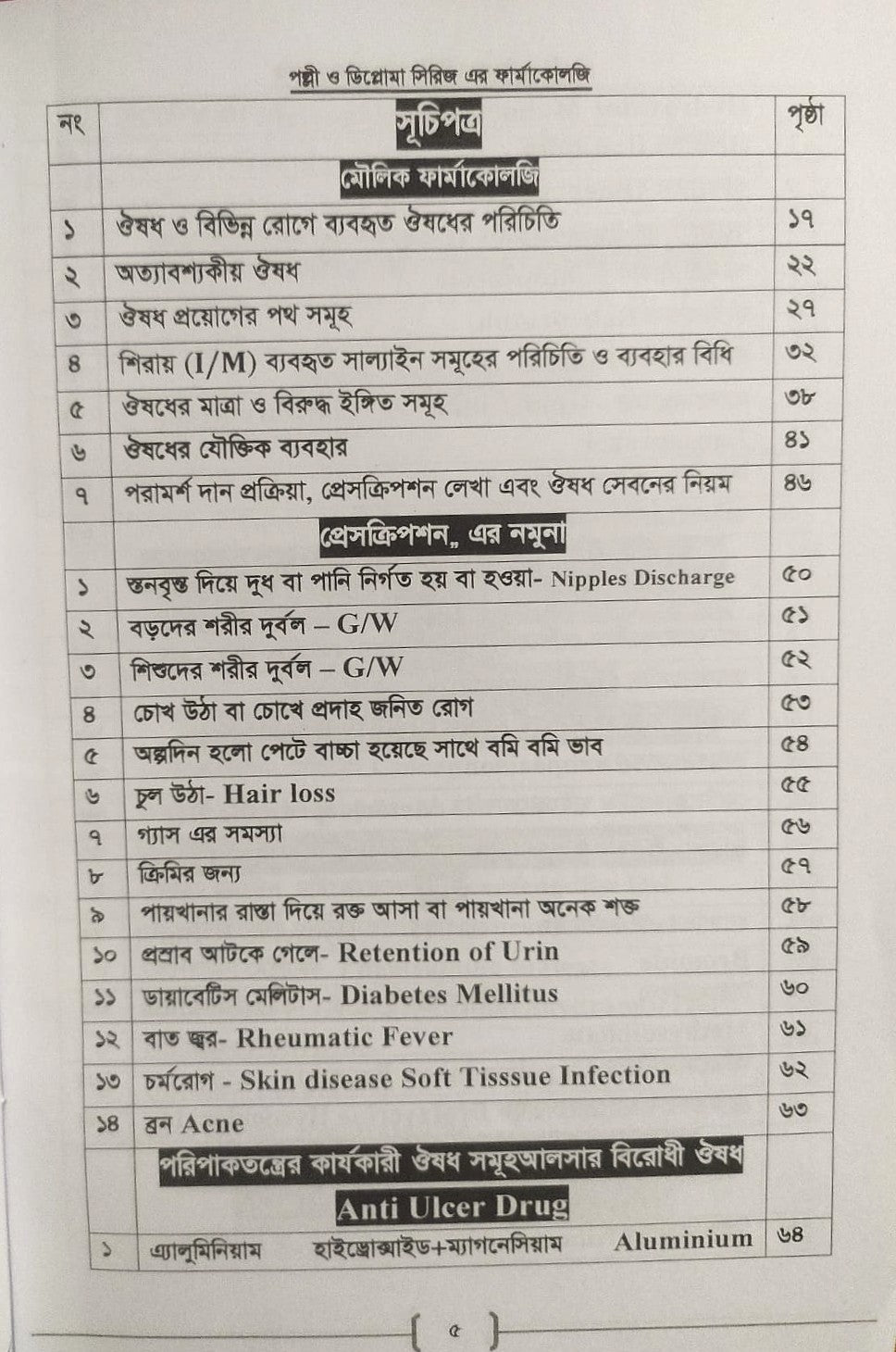 পল্লী ও ডিপ্লোমা ফার্মাকোলজি